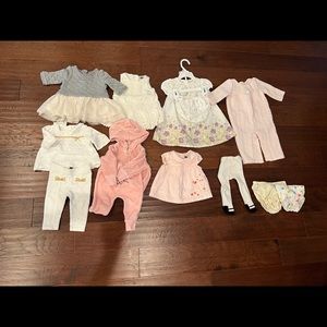 13 Baby Girl outfit pieces - Janie & Jack Baby Gap Dress Bundle 3-6M + shoes